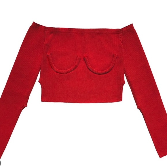 Orseund Iris Red Off shoulder underwire top xs - Picture 2 of 6